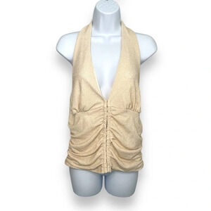 Bluebell Gold Glitter Halter Top New with Tags. Hook-and-eye closure